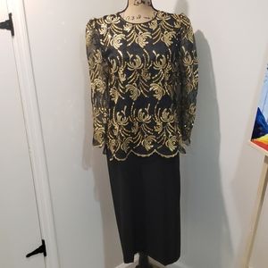 🆕️ Black and Gold w/sequin evening dress
